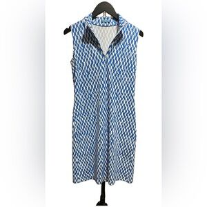 J.McLaughlin Catalina Cloth Sheath dress - blue & white geometric print